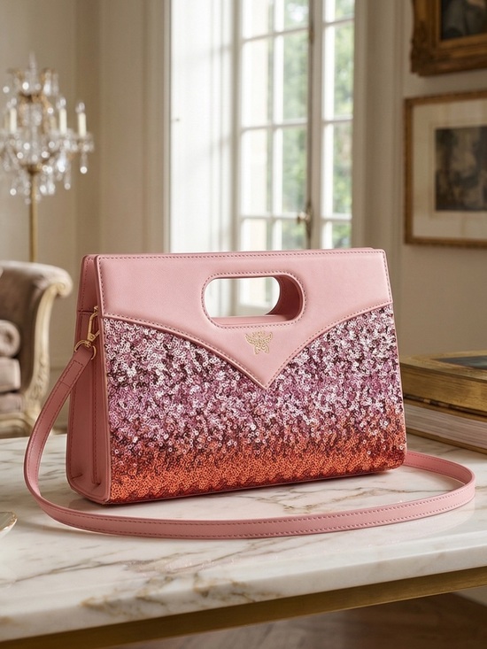 MCM Handbags - MCM Diamond Tote In Sequin Lamb Leather Pink NWT